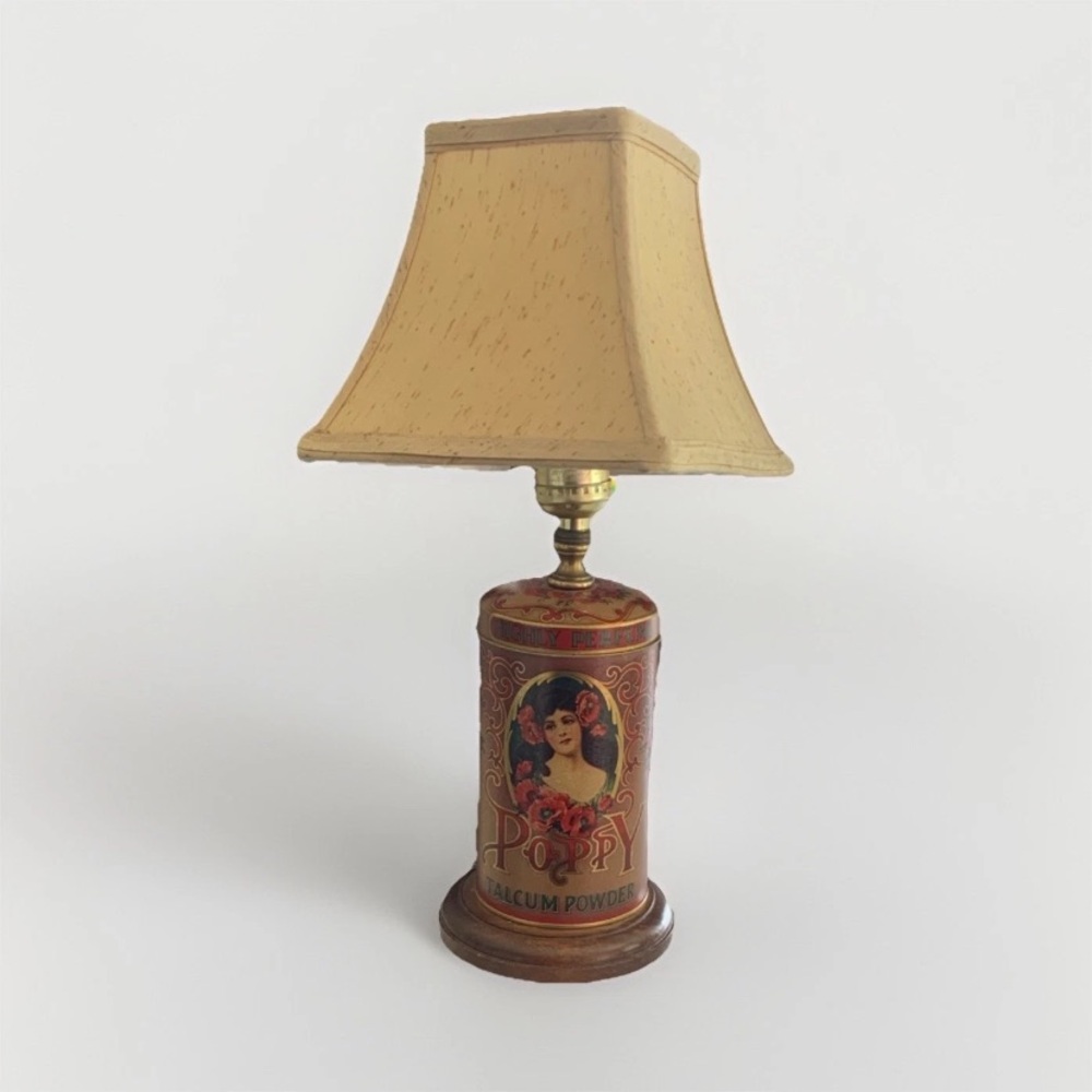 Vintage Poppy Talcum Powder Table Lamp